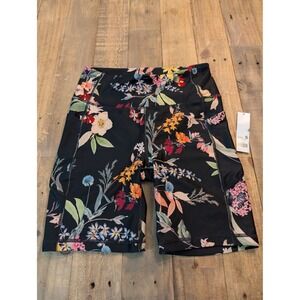 NWT Tahari Sport‎ Womens Floral Print Biker Shorts Size S Activewear Pockets
